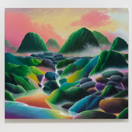 Adam Sorensen: Rounds, 2024, Oil on linen, 38 x 42 x 1.25 inches