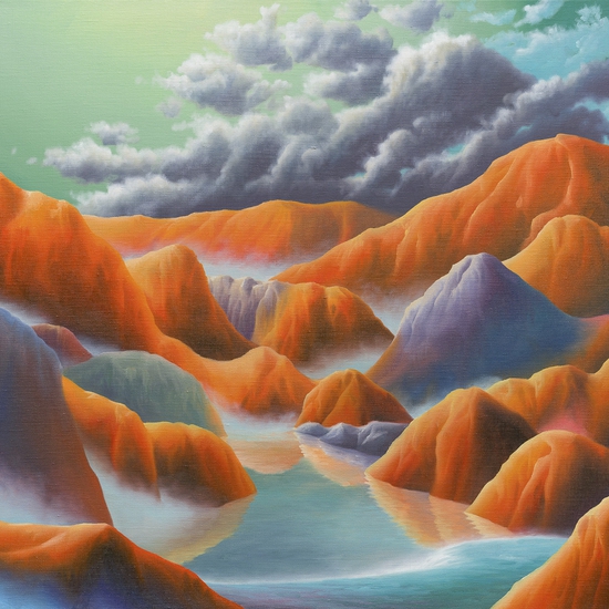 Adam Sorensen: Skeirt, 2024, Oil on linen, 23.25 x 25.25 x 1 inches