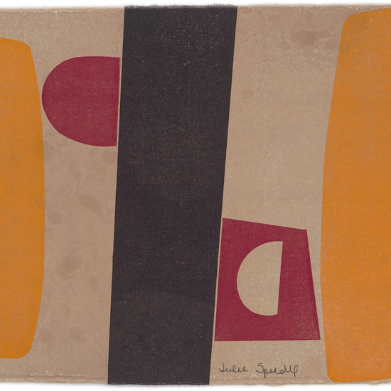 Julie Speidel's works on paper echo the geometry of her sculptures, referring to the visual language of ancient cultures.