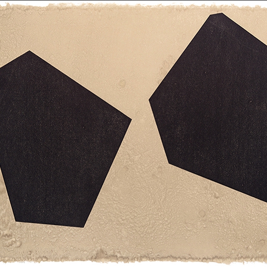 Julie Speidel's works on paper echo the geometry of her sculptures, referring to the visual language of ancient cultures.