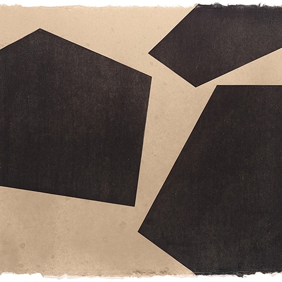 Julie Speidel's works on paper echo the geometry of her sculptures, referring to the visual language of ancient cultures.
