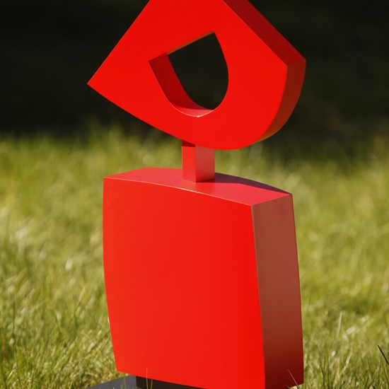 Julie Speidel creates totemic sculptures from steel, bronze, marble, exploring the geometric language that appears in cultures from around the world.