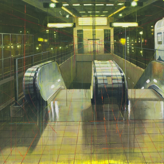Peter Waite: Station / Seattle, 2012, Acrylic on panels, 48 x 72 inches