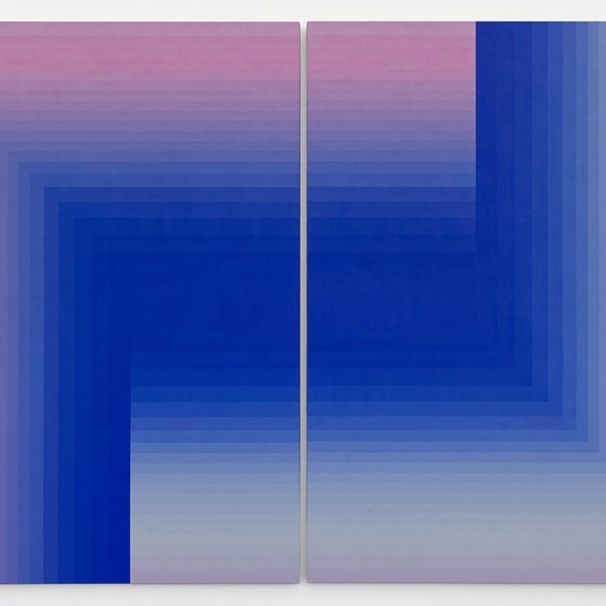 Audrey Stone, Go Around Come, 2026, Acrylic on canvas, 40 x 60 x 1 inches, Diptych