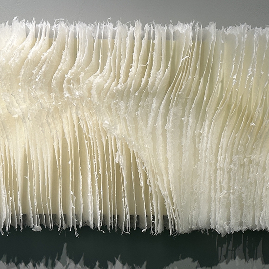 Kandis Susol, Holding a Space, 2025, Encaustic sculpture, 22 x 40 x 5 inches