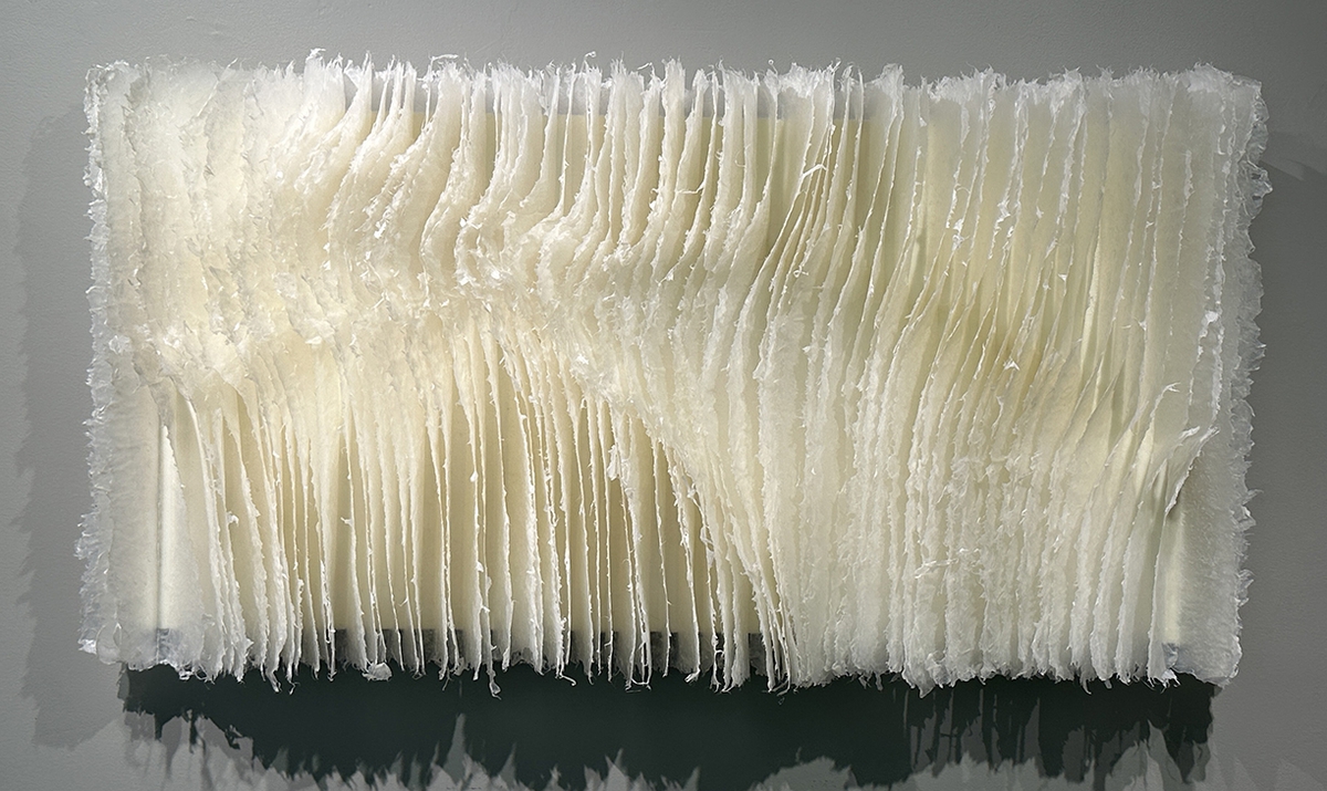 Kandis Susol, Holding a Space, 2025, Encaustic sculpture, 22 x 40 x 5 inches