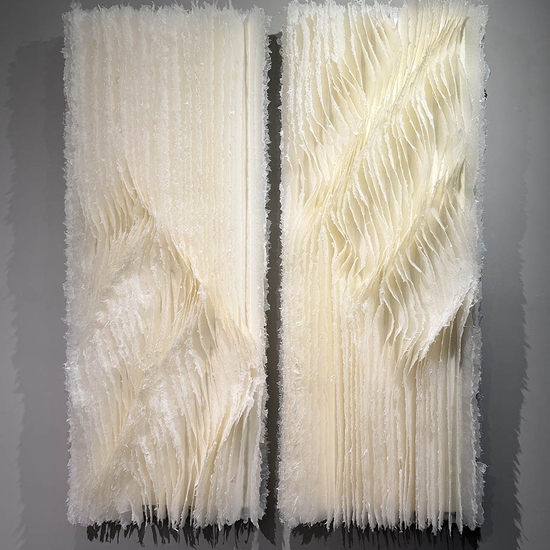 Kandis Susol, Monsoon's Dance, 2026, Encaustic sculpture, 50 x 42 x 5 inches