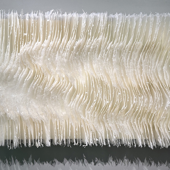 SOLD - Kandis Susol, The Sea is Vast, 2024, Encaustic Sculpture, 26 x 50 x 5 inches
