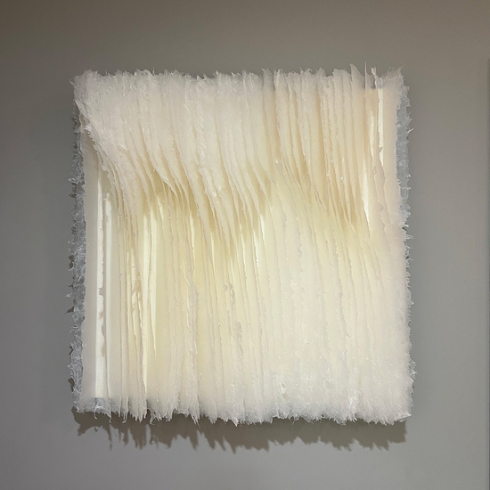 SOLD - Kandis Susol: Twisting Whimsy, 2023, Artist made paper encaustic sculpture, 26 x 26 x 5 inches