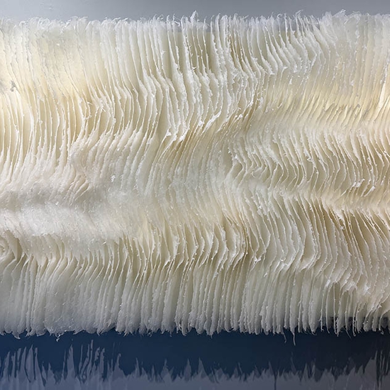 Kandis Susol, You Must See For Yourself The Reed Flowers In Moonlight, 2026, Encaustic sculpture, 33 x 72 x 5 inches