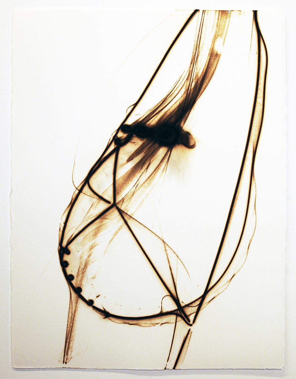 Etsuko Ichikawa: Trace 9111, 2011, Glass pyrograph on watercolor paper, 30 x 22.5 inches