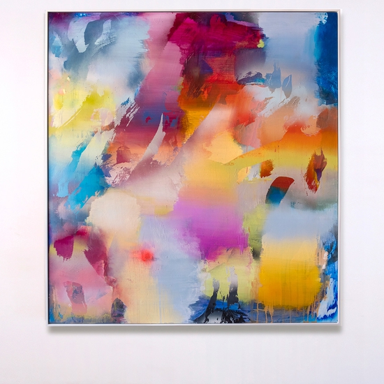 Chris Trueman: FDTD, 2023, Acrylic on yupo mounted to sintra, 60 x 54 inches (framed dimensions: 61 x 55 x 2 inches)