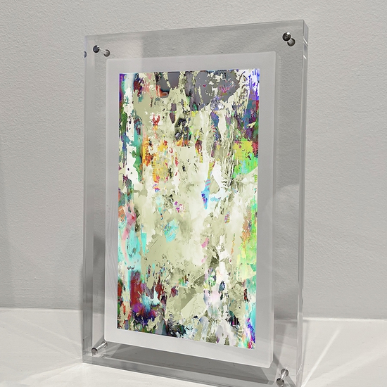 Installation view of GSL4K (NFT) displayed on an Infinite Object, 2021, Video, 55 second loop, 4k UHD (3,840 x 2,160 pixels), Edition of 1, 11.5 x 7.5 x 1 inches (Video available on artist/exhibition description)