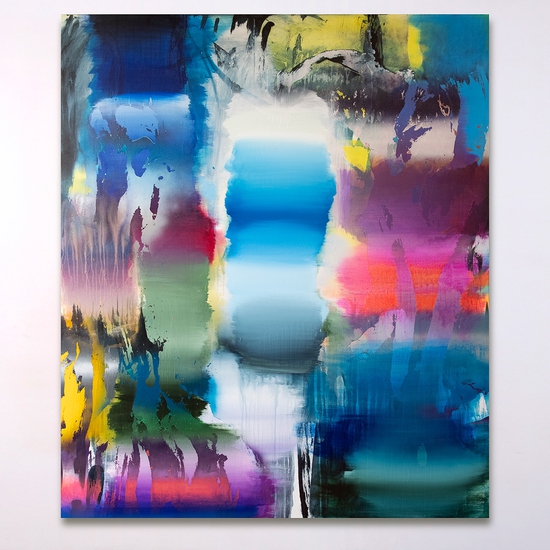 Chris Trueman: INTE, 2023, Acrylic on canvas over panel, 78 x 66 x 2 inches