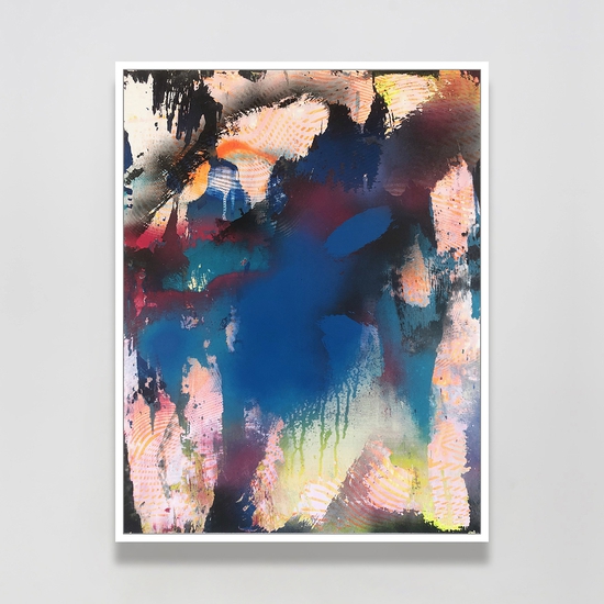 Chris Trueman: OWO, 2021, Acrylic and acrylic spray paint on yupo mounted to dibond, 25.75 x 19.75 inches (framed dimensions: 27 x 21 x 2.25 inches)