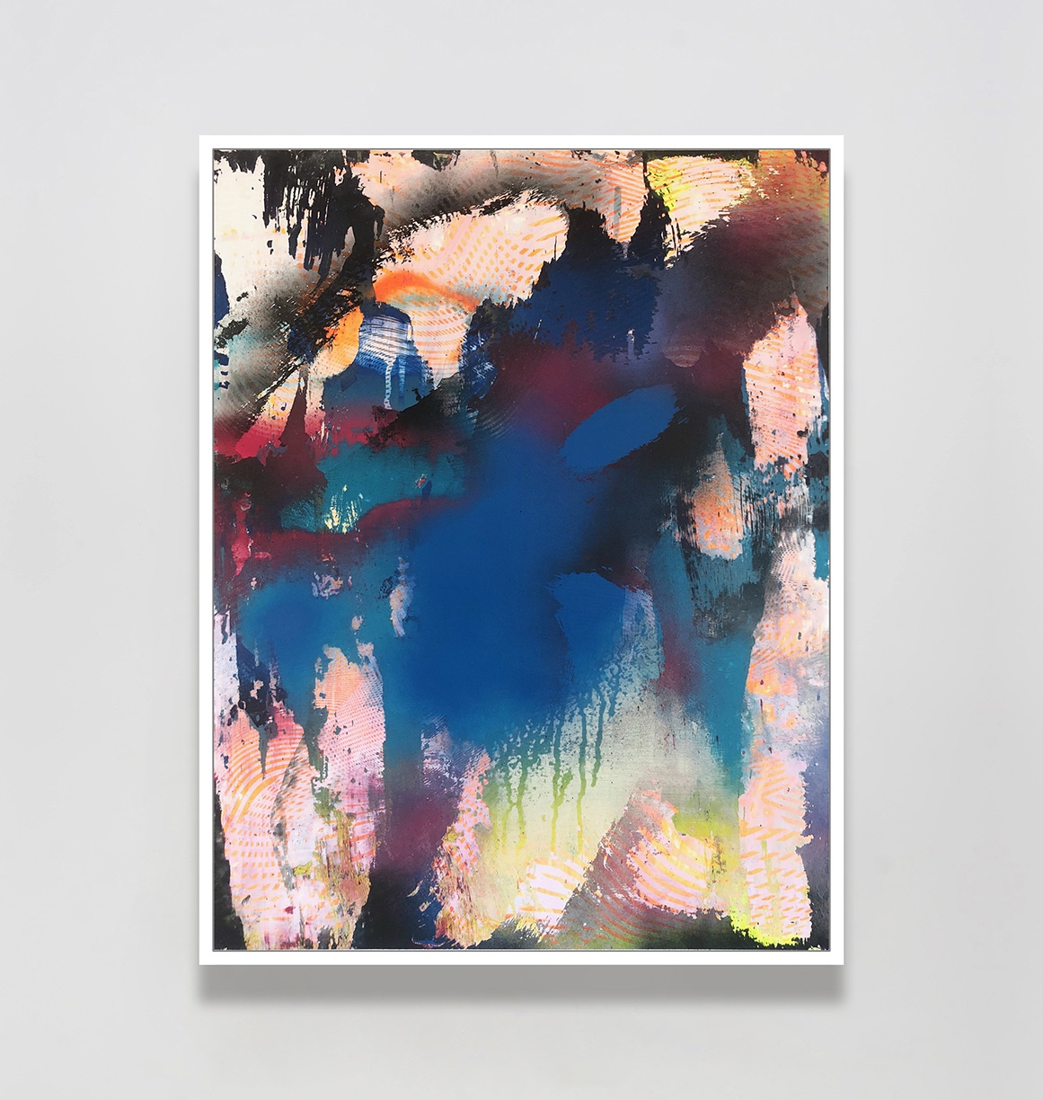 Chris Trueman: OWO, 2021, Acrylic and acrylic spray paint on yupo mounted to dibond, 25.75 x 19.75 inches (framed dimensions: 27 x 21 x 2.25 inches)