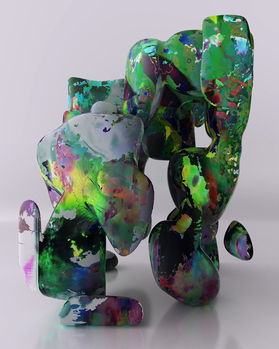 Chris Trueman & Makeitrad: TM-2 (Greens), 2021, Video Sculpture, NFT