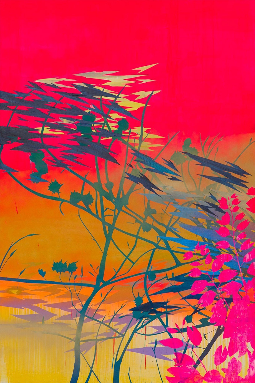 Devon Tsuno: Insurgent Horticulture 1 (Los Angeles River), 2015, Spray paint and acrylic on canvas, 108 x 72 inches