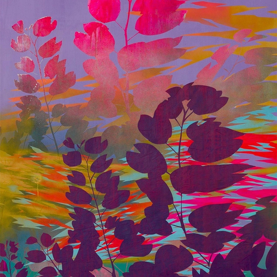 Devon Tsuno: Insurgent Horticulture 2 (Los Angeles River), 2015, Spray paint and acrylic on canvas, 108 x 72 inches