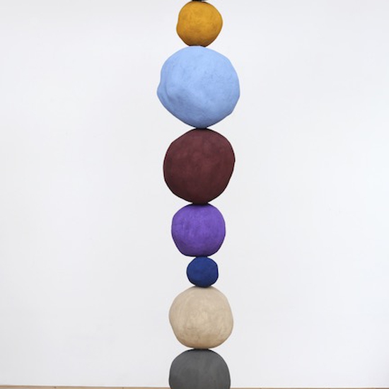 Annie Morris: Stack 9 (Viridian Green), 2015, Plaster, sand, polystyrene, raw pigment, steel and concrete base, 95 x variable width and depth