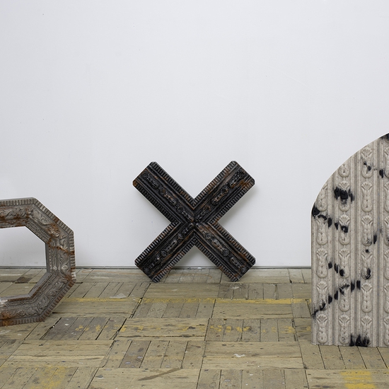 Derrick Velasquez, Fragment as Ruin, 2025, in the studio