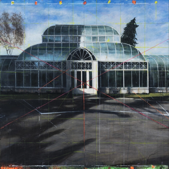 Peter Waite: Conservatory, 2018, Acrylic on panels, 48 x 96 inches