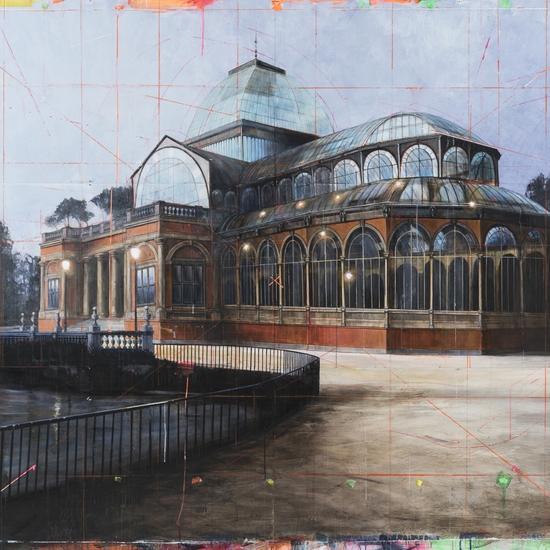 Peter Waite: Crystal Palace / Retiro / Madrid, 2017, Acrylic on panels, 72 x 96 inches