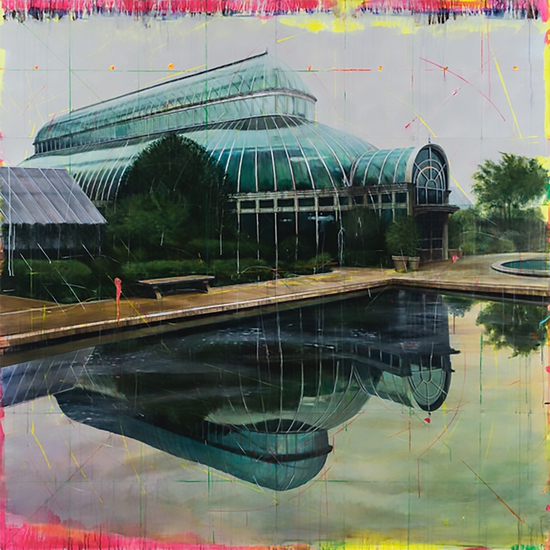 Peter Waite: Greenhouses, 2016, Acrylic on panels, 96 x 96 inches
