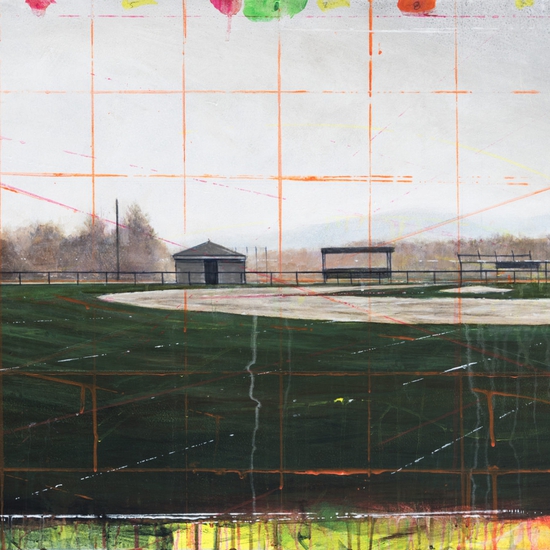 Peter Waite: Little League Field, 2017, Acrylic on panel, 24 x 48 inches