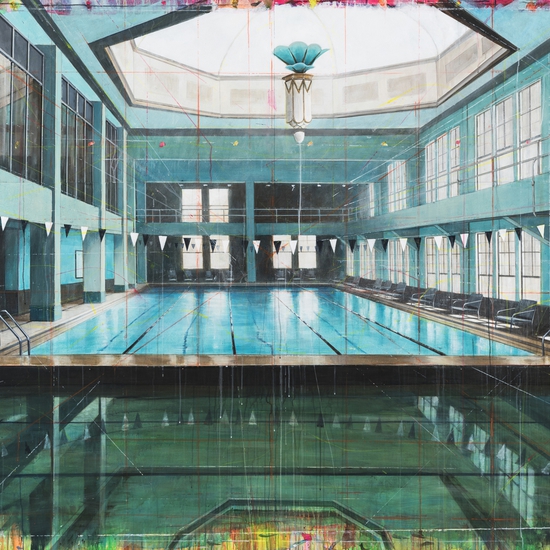 Peter Waite: Pool / LA, 2017, Acrylic on panels, 72 x 96 inches