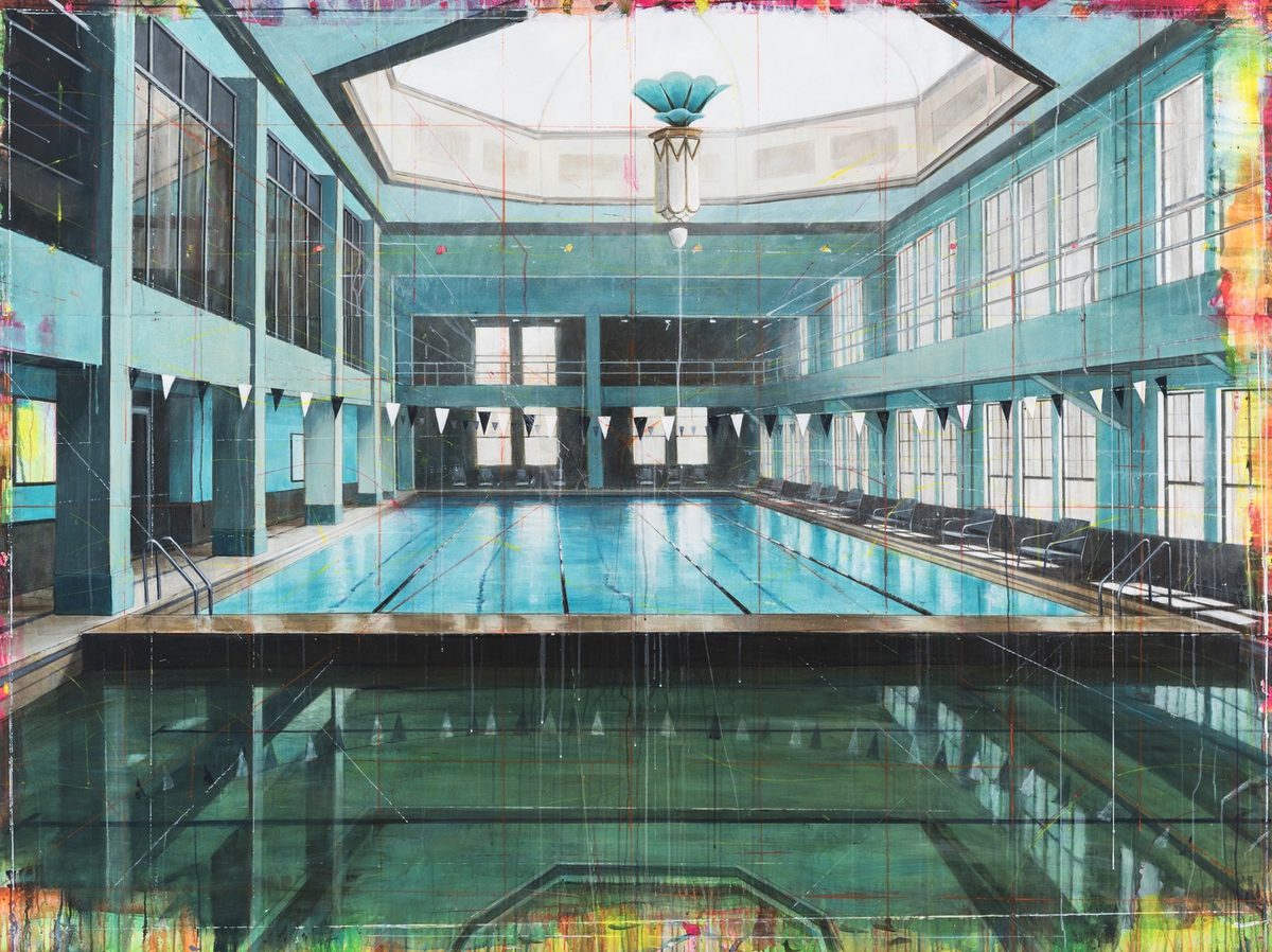 Peter Waite: Pool / LA, 2017, Acrylic on panels, 72 x 96 inches