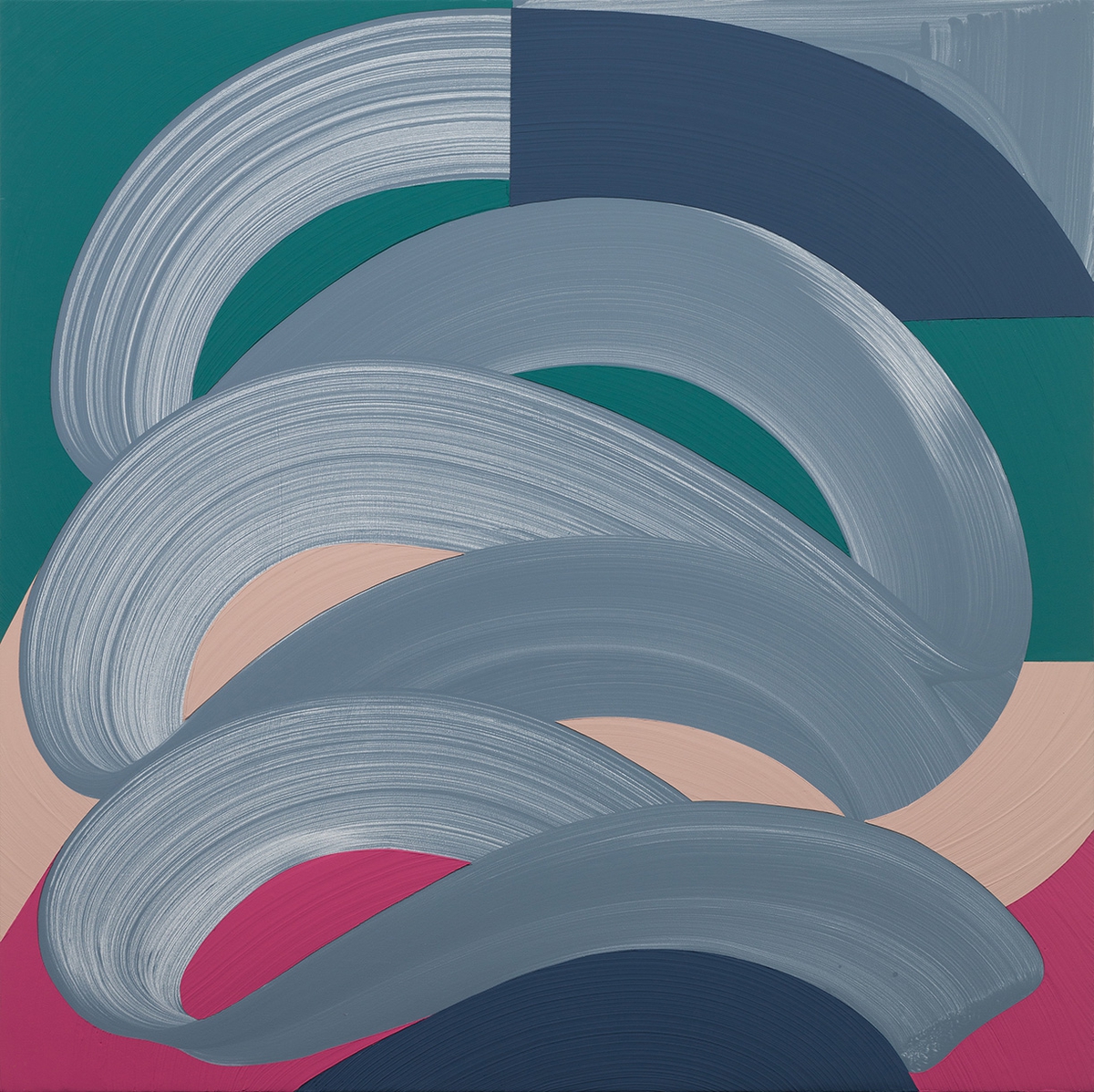 Michelle Weddle: Cascade, 2023, Mixed media on canvas, 48 x 48 x 2.25 inches