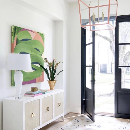 Michelle Weddle installation in a private home, Photo courtesy of Ashley Goforth Design
