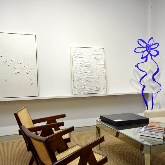 Installation view of Matthew Wetschler's paintings, 2019
