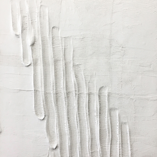 Matthew Wetschler: Descent, 2019, Acrylic and gauze on canvas, 24 x 24 inches (Frame: 25.5 x 25.5 x 2 inches)