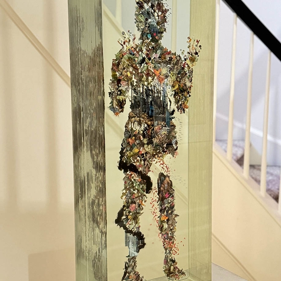 Dustin Yellin, Psychogeography Study 60, 2015, Glass, collage, acrylic, 35.75 x 13.75 x 7.75 inches