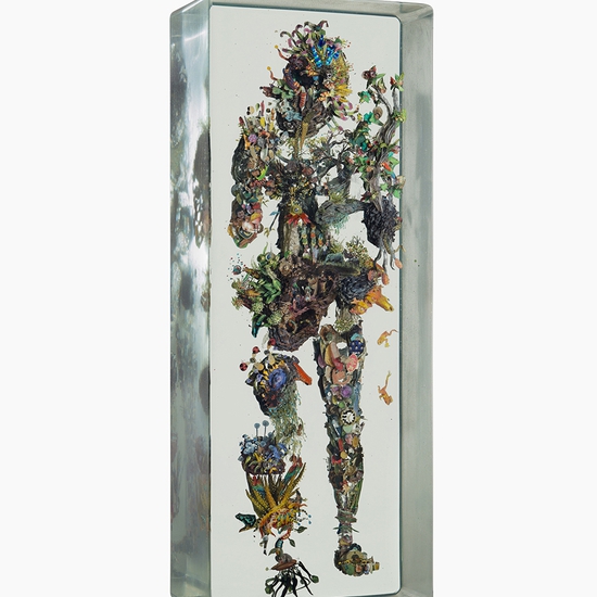 Dustin Yellin: Pyschogeography Study 93, 2015, Glass, collage, acrylic, 37.75 x 13.75 x 7.75 inches