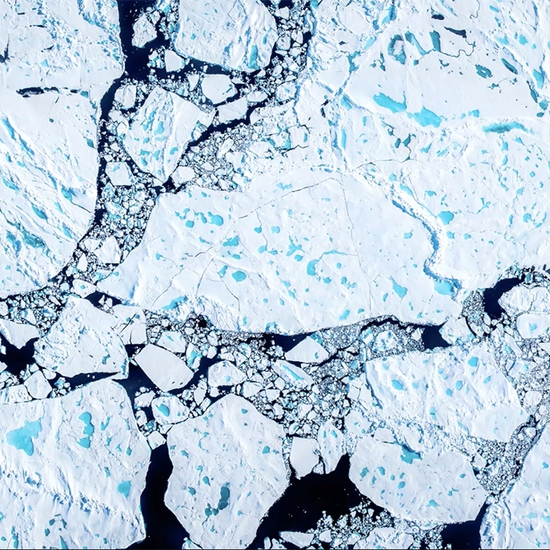 (8675) Overview: 12 Miles of Lincoln Sea in the Arctic Ocean, North of Greenland, beginning at 80°53’33.86' N 59°18’18.37'W and moving South to 83° 42’41.77'N 59° 24’6.56'W on July 24th, 2014 -- Zaria Forman