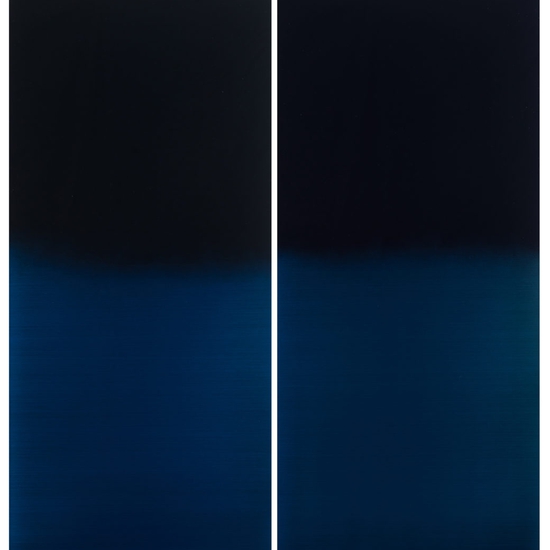 Ao Kuro (Blue Black) diptych, 2016, pigment dye resin aluminum 48 x 48 inches