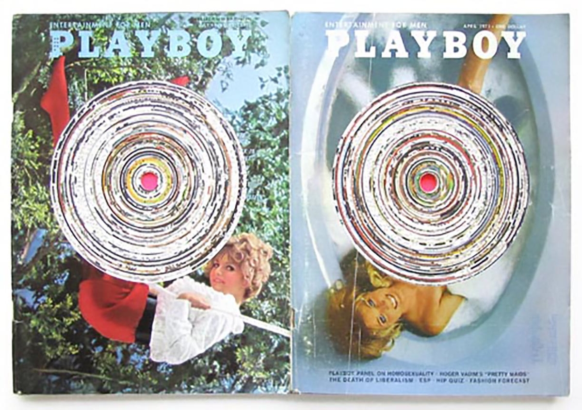 Julie Cockburn, Pretty Maids, 2006, Playboy magazines, 11 x 17 inches, Framed size 20 x 25 inches