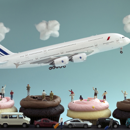 Christopher Boffoli: Cupcakes Airport, 2015, Archival pigment ink print on metallic paper