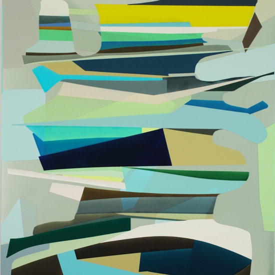 Susan Dory, painting, acrylic on canvas, green, blue, geometric, geodes, art, seattle, abstract
