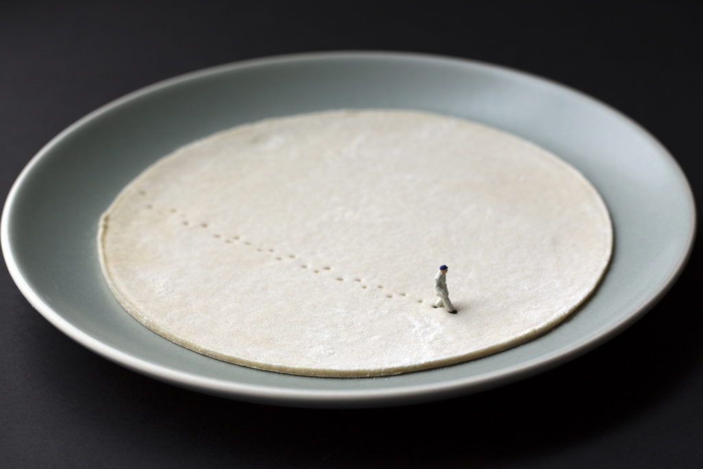 Christopher Boffoli: Doughy Footsteps, Archival pigment print on metallic paper