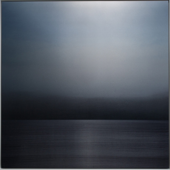Ephemeral Faint Blue, 2016, Dye on aluminum, 49 x 49 inches