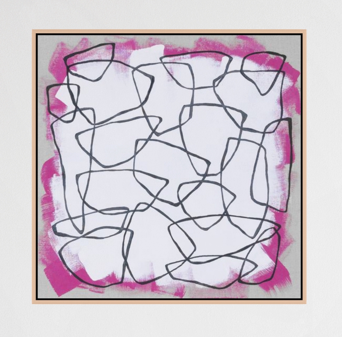 Mia Farrington: Calore, 2024, Acrylic on Raw Linen, 16 x 16 x 2.5 inches