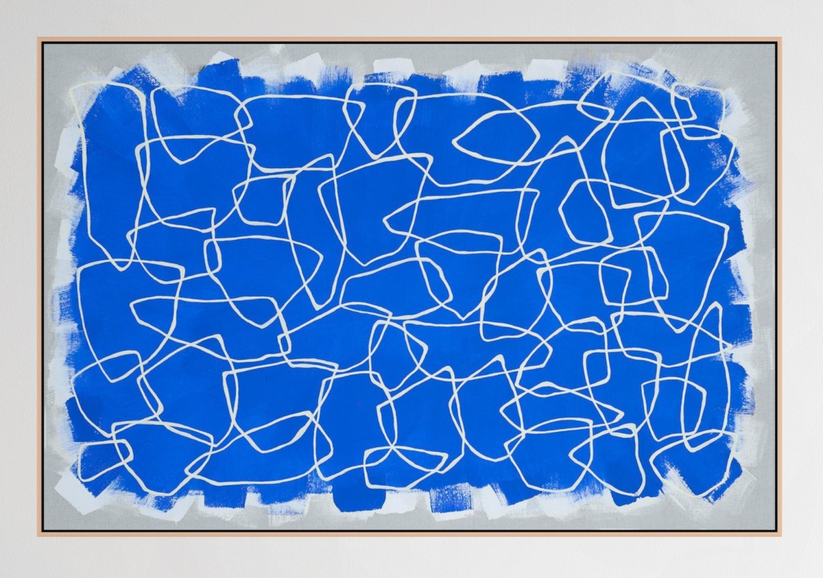 Mia Farrington: Onde, 2024, Acrylic on Raw Linen, 24 x 36 x 2.5 inches