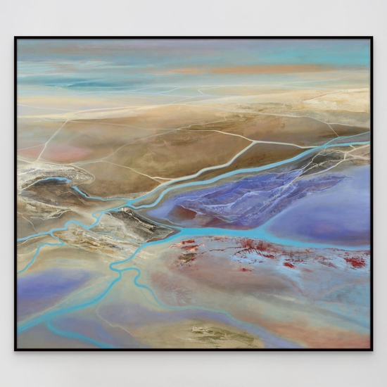 Philip Govedare: Headwaters, 2024, Oil on canvas, 62.5 x 72 inches (framed dimensions: 63.5 x 73 x 2.25 inches)