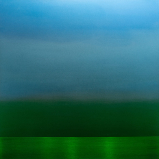 Hakkanai Fleeting (Sky Blue Emerald), 2016, Pigment, Urethane, Aluminum, 48 x 48 inches