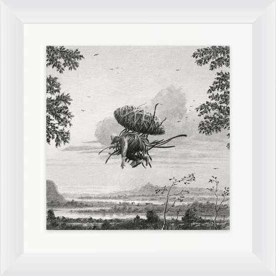 Ethan Murrow: Magpie's Apprentice, 2024, Graphite on paper, 8 x 8 inches (Framed: 12.75 x 12.75 x 2 inches)