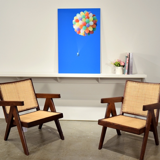 Gallery install of 'Gumdrop Balloonist'